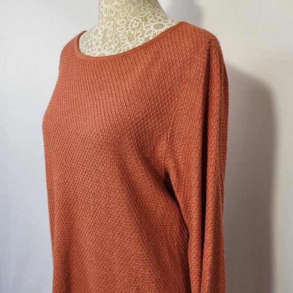 J Jill Women's Size Small Orange Long Sleeve Round Neck Textured Knit Sweater - Picture 7 of 14